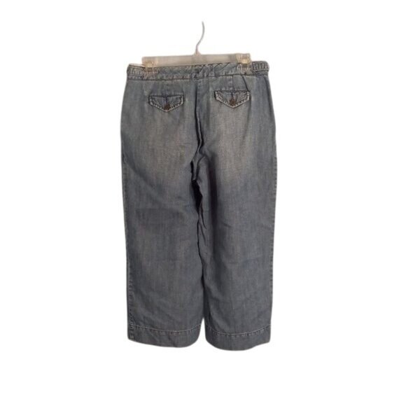 Lands End Size 6P Capri Pants Womens Denim Linen Blend Wide Leg - Picture 7 of 11